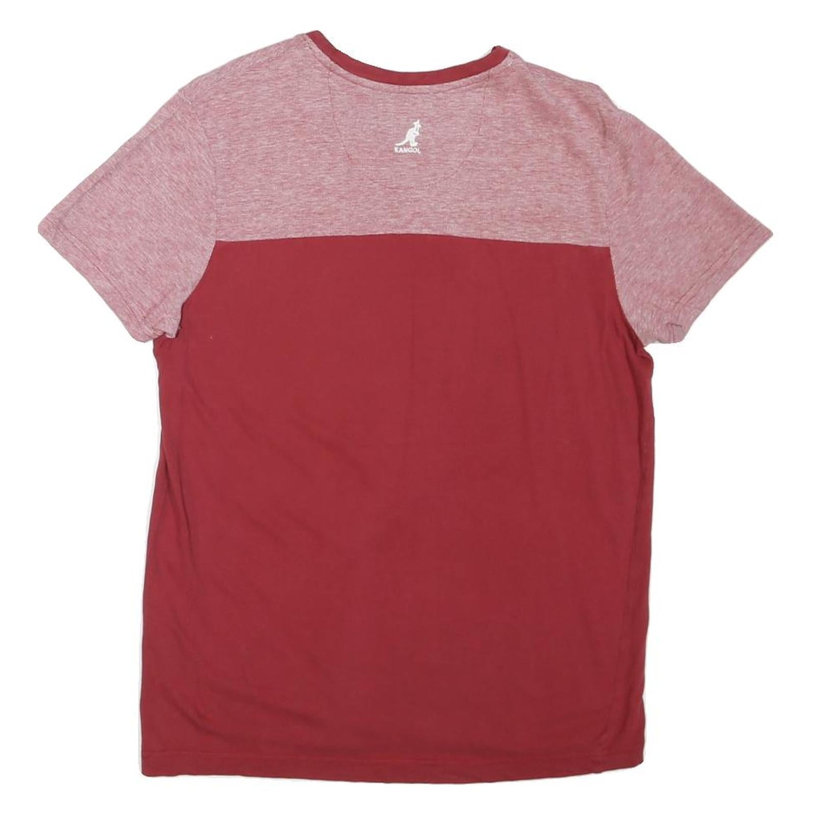 KANGOL Mens Red & Burgundy Modern T-Shirt S Short Sleeve Crew Neck Cotton Blend