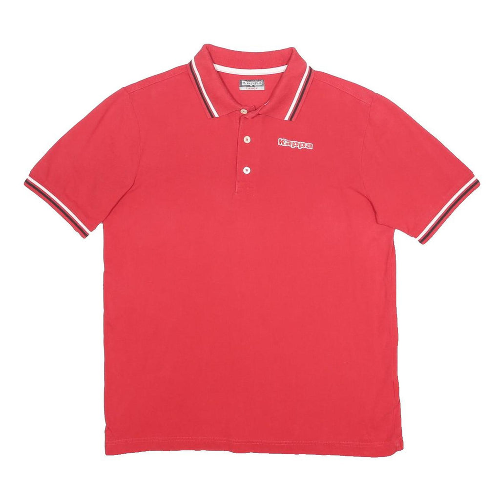 KAPPA Mens Red Short Sleeve Basic Polo Shirt L Cotton Comfort Sport Outerwear