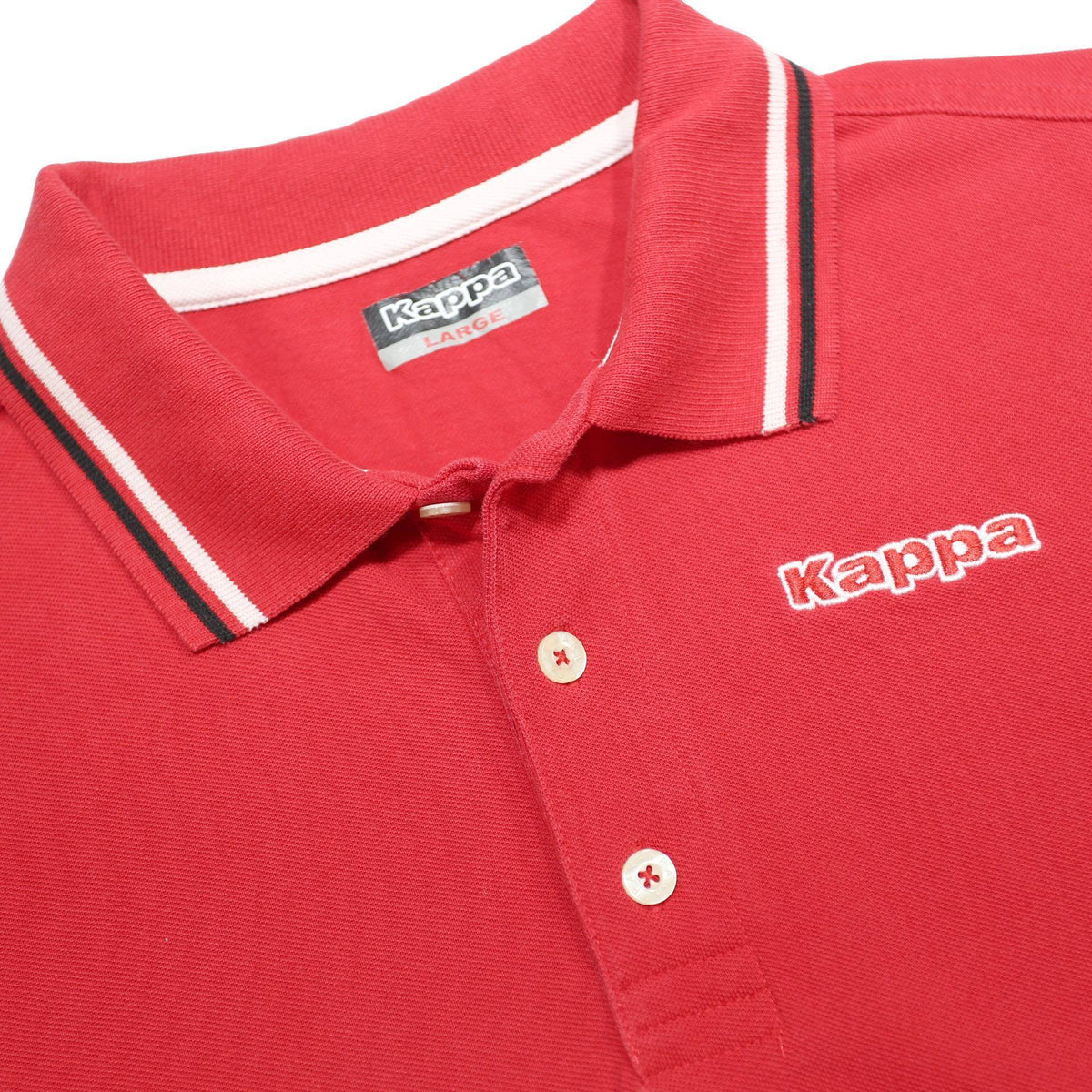 KAPPA Mens Red Short Sleeve Basic Polo Shirt L Cotton Comfort Sport Outerwear