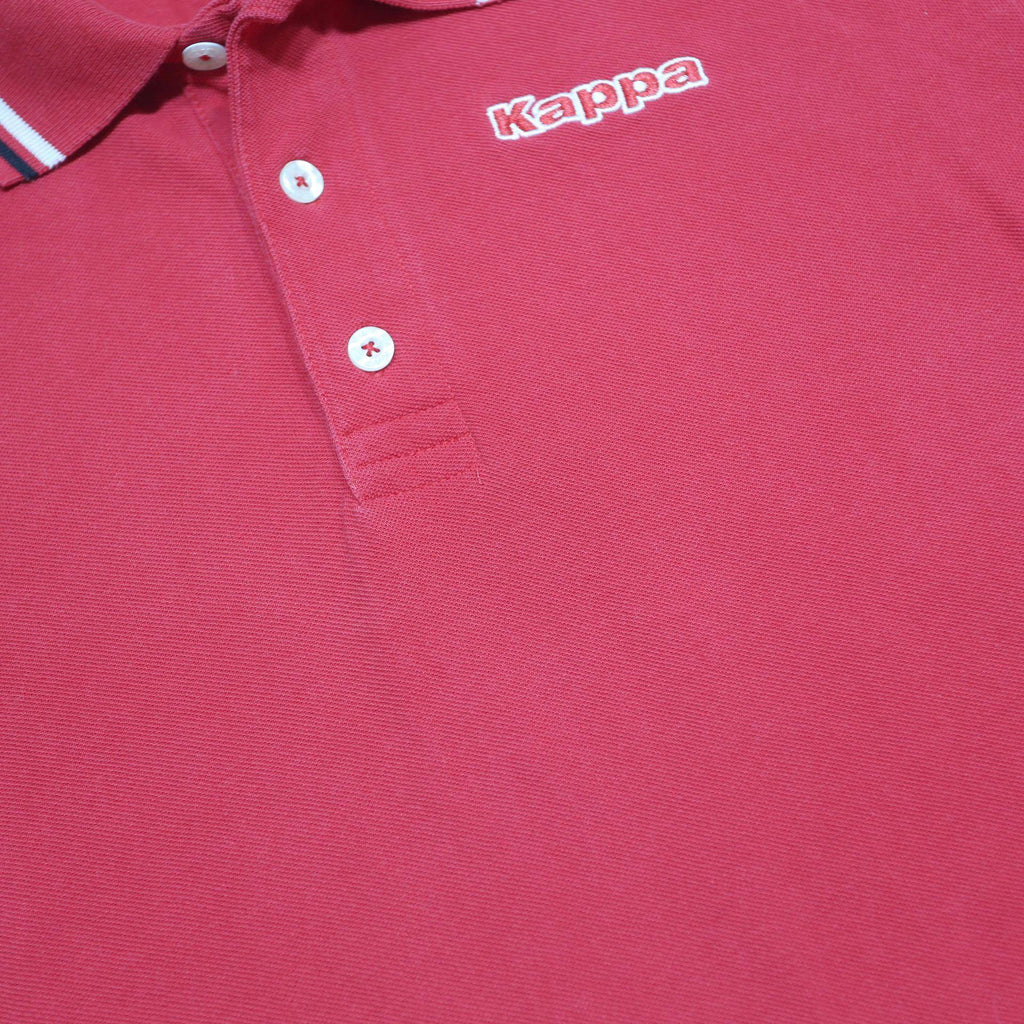 KAPPA Mens Red Short Sleeve Basic Polo Shirt L Cotton Comfort Sport Outerwear