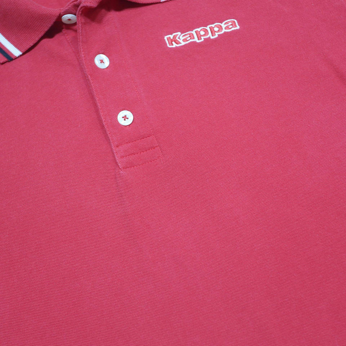 KAPPA Mens Red Short Sleeve Basic Polo Shirt L Cotton Comfort Sport Outerwear