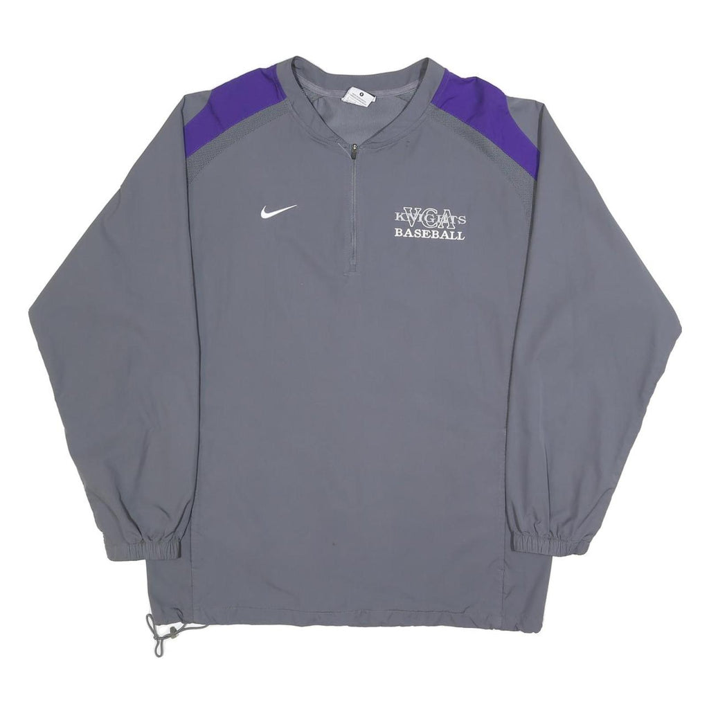 NIKE Mens Grey & Purple Baseball Track Jacket S Polyester Blend Zip Lightweight