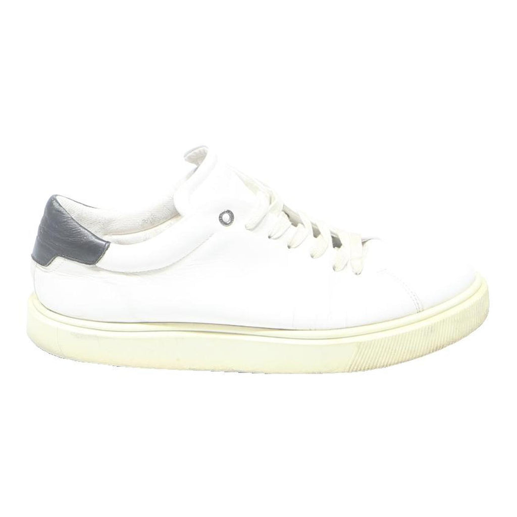 TED BAKER Mens Leather White Black Low Top Trainers UK 9 Designer Casual Shoes