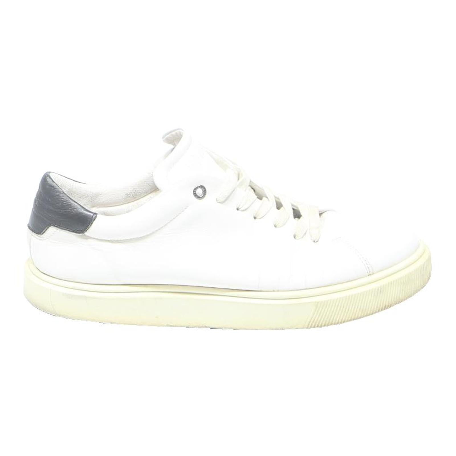 TED BAKER Mens Leather White Black Low Top Trainers UK 9 Designer Casual Shoes