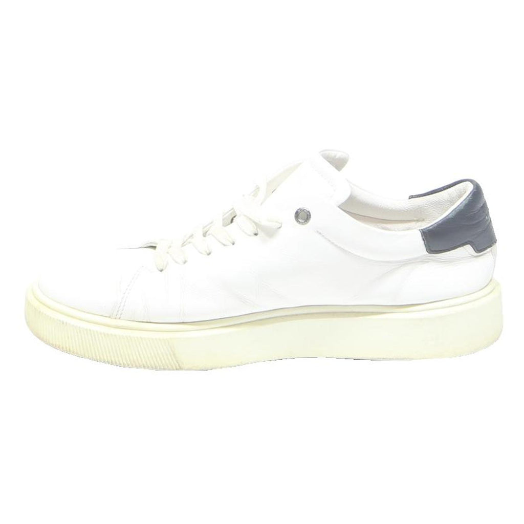 TED BAKER Mens Leather White Black Low Top Trainers UK 9 Designer Casual Shoes