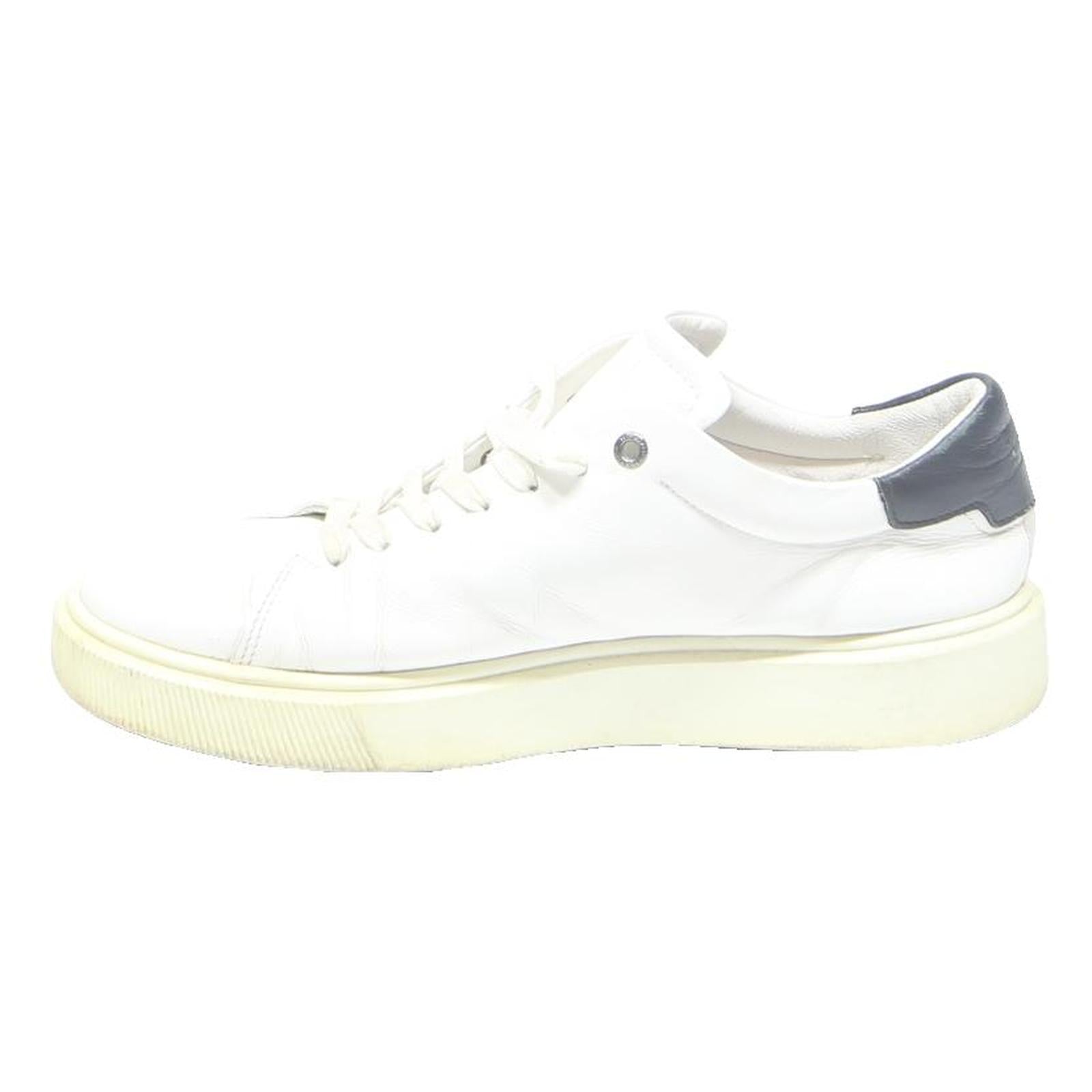 TED BAKER Mens Leather White Black Low Top Trainers UK 9 Designer Casual Shoes