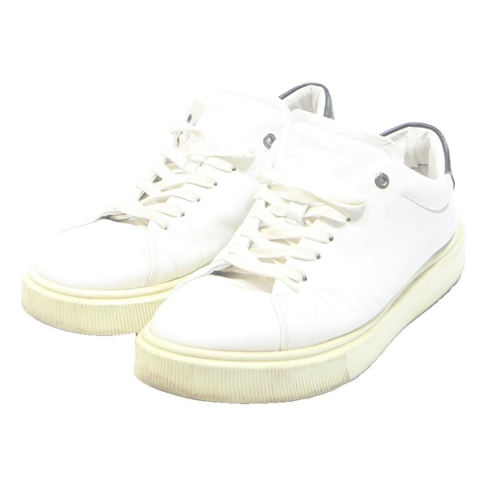 TED BAKER Mens Leather White Black Low Top Trainers UK 9 Designer Casual Shoes