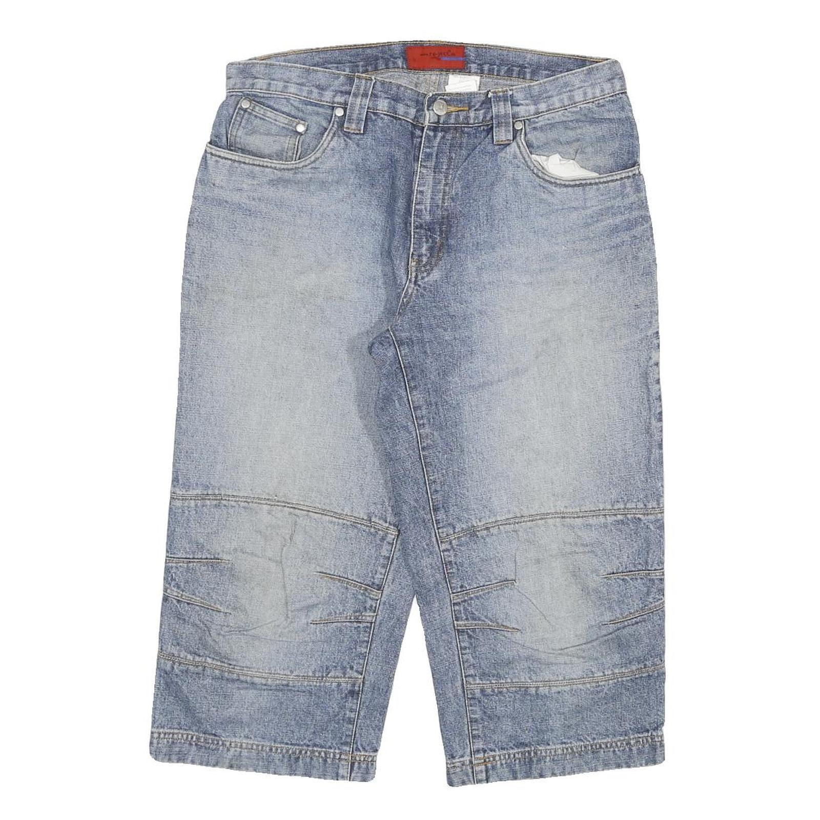 REJECT Mens Denim Blue Casual Shorts XL W34 Cotton Blend Relaxed Fit
