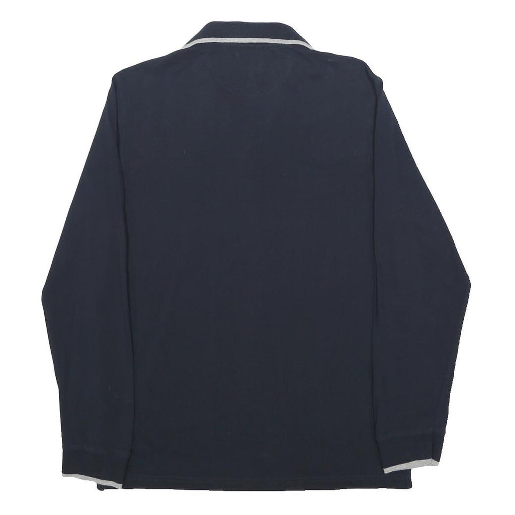 CHAMPION Mens Blue Long Sleeve Plain M Cotton Polo Shirt Athleticwear