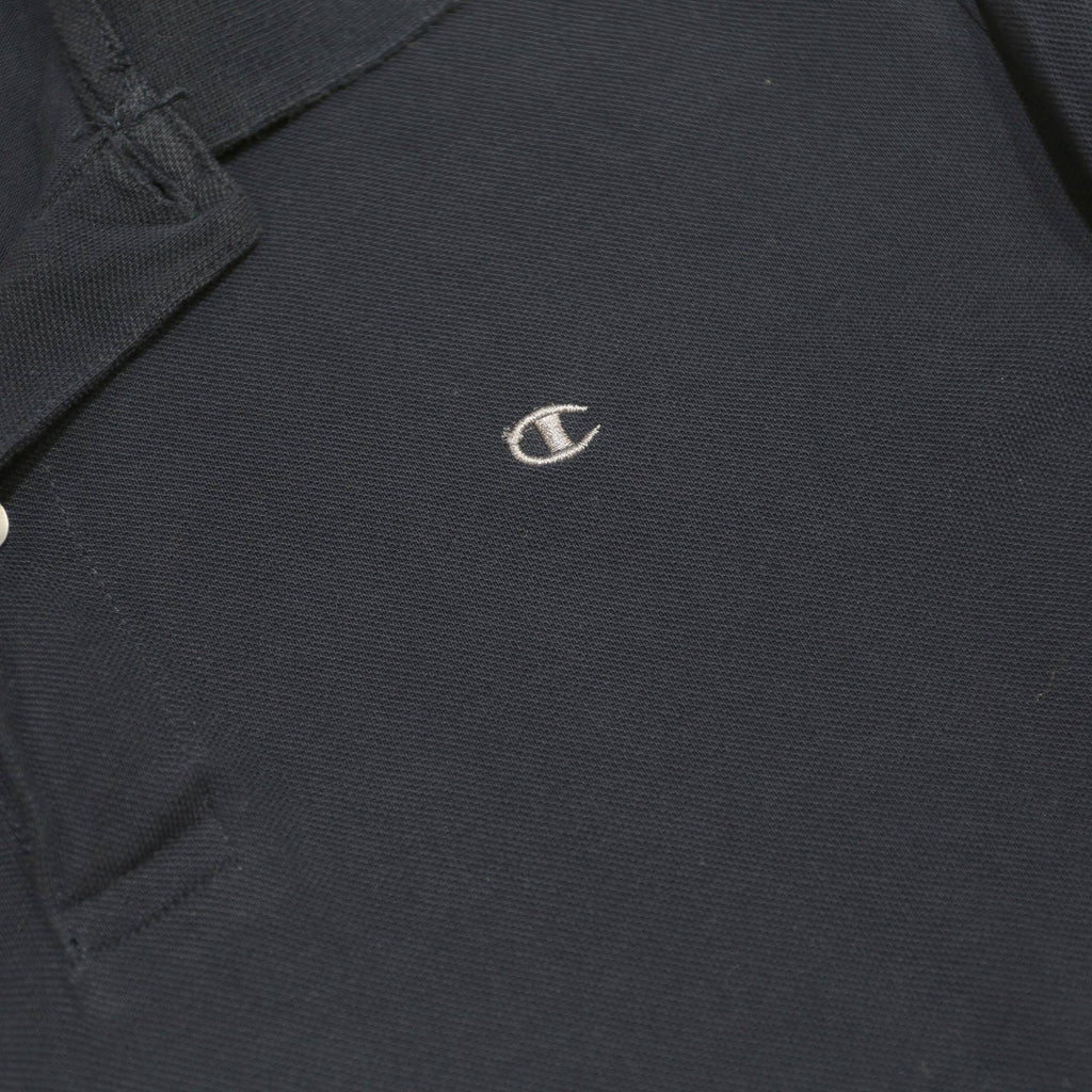 CHAMPION Mens Blue Long Sleeve Plain M Cotton Polo Shirt Athleticwear