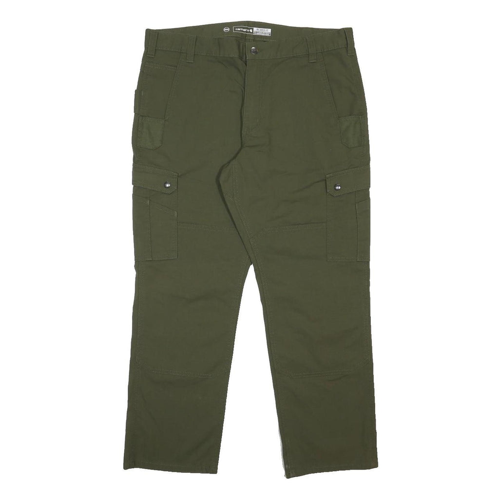 CARHARTT Mens Cotton Blend Green Straight Relaxed Cargo Trousers W38 L30