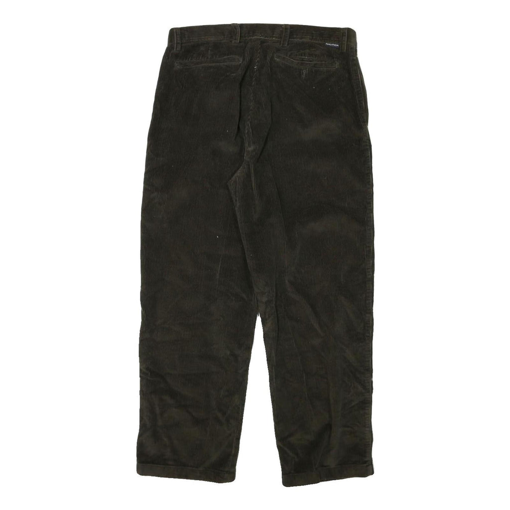 NAUTICA Mens Cotton Blend Relaxed Brown Corduroy Trousers W31 L28 Casual Zip
