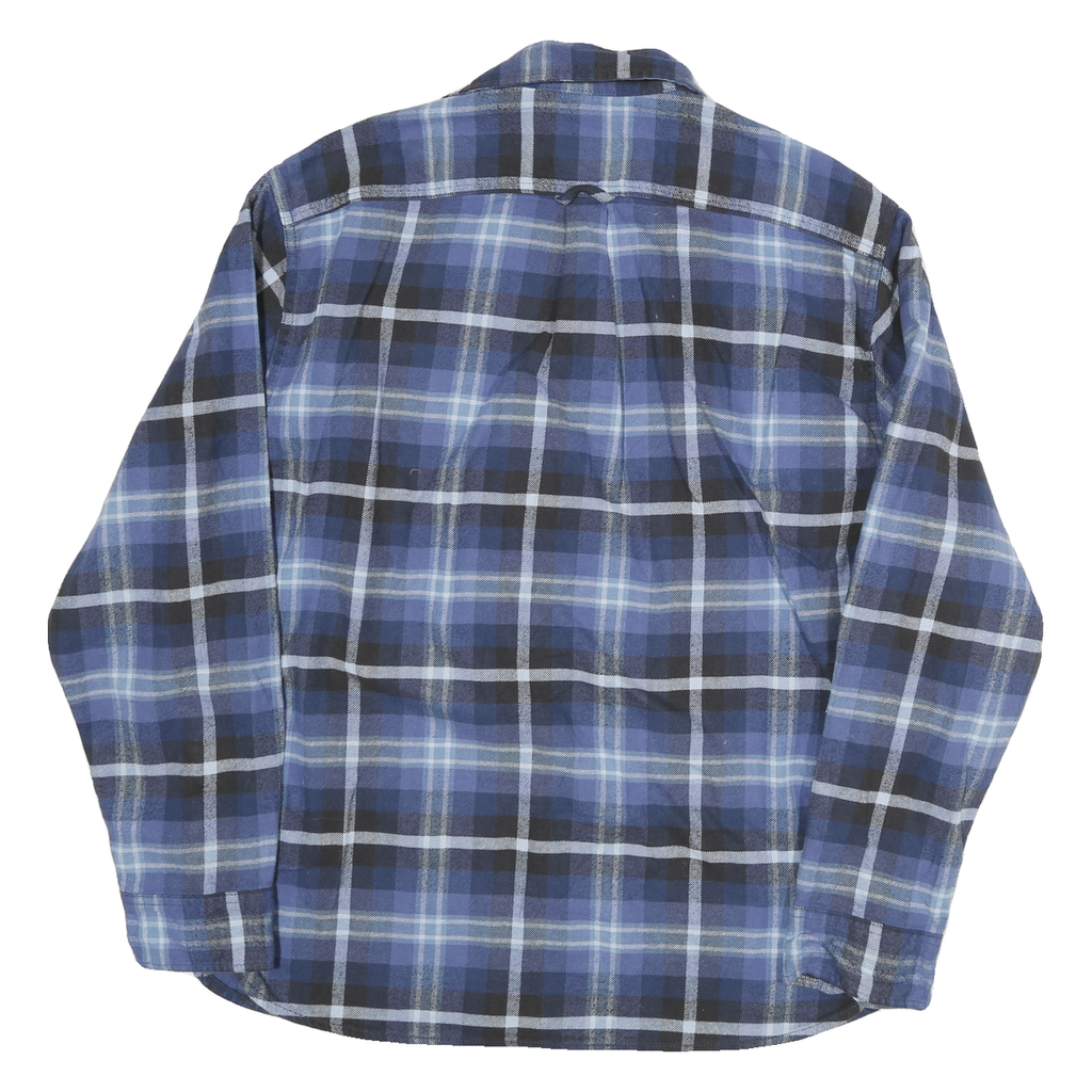 JACHS Mens Blue & Black Check Flannel Shirt XL Classic Cotton Blend Casual