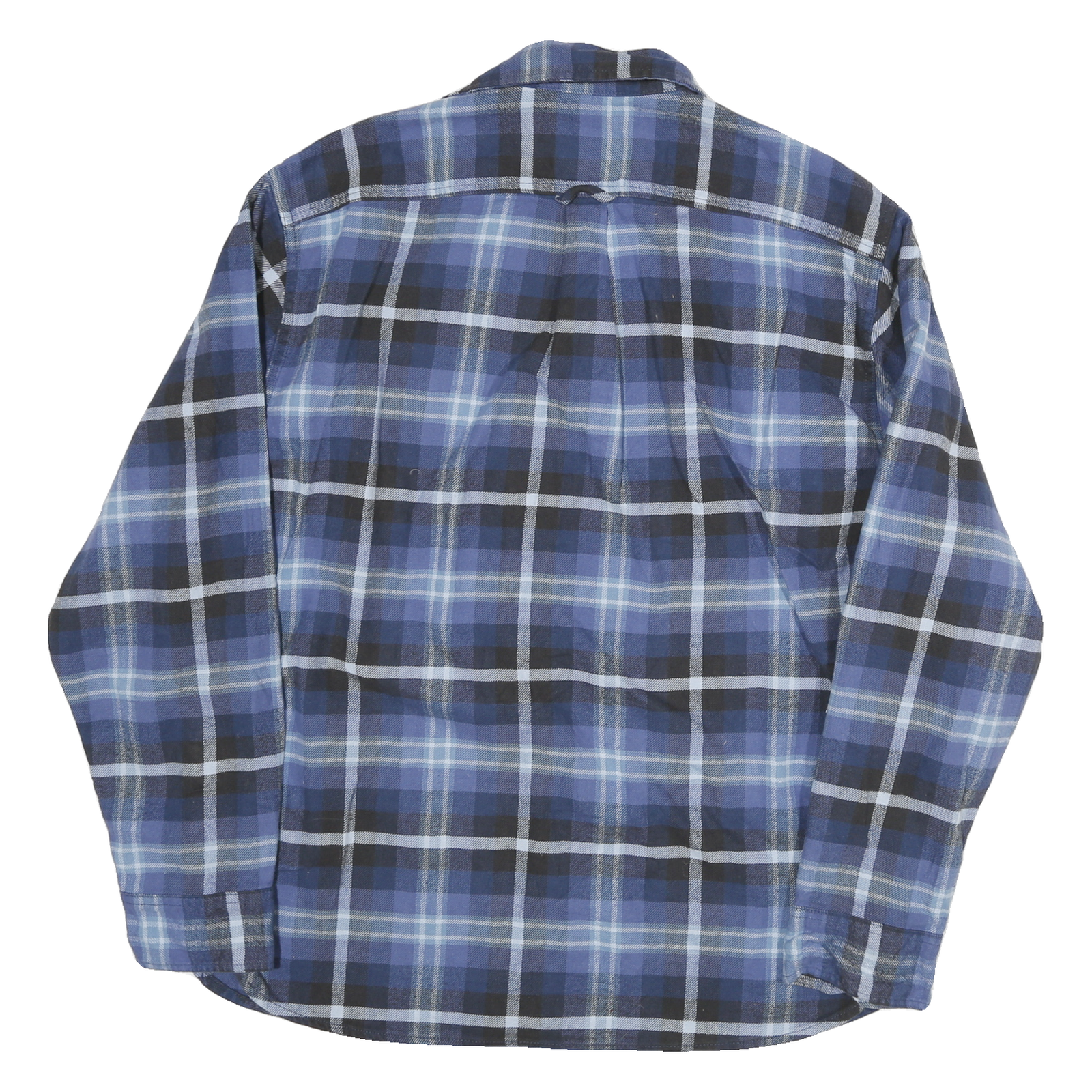 JACHS Mens Blue & Black Check Flannel Shirt XL Classic Cotton Blend Casual