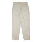 TIMBERLAND Mens Beige Cotton Blend Relaxed Leg Trousers W33 L31 Zip Closure
