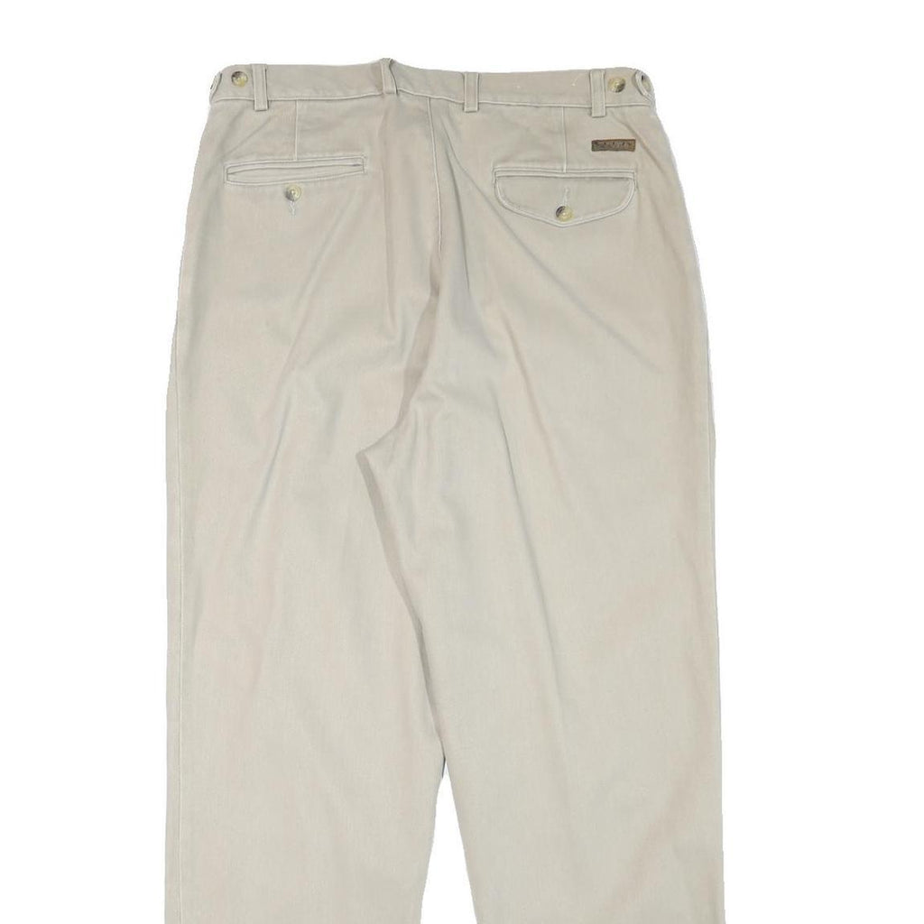 TIMBERLAND Mens Beige Cotton Blend Relaxed Leg Trousers W33 L31 Zip Closure