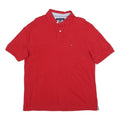 TOMMY HILFIGER Mens Red Short Sleeve Plain Polo Shirt L Classic Cotton Blend