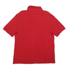 TOMMY HILFIGER Mens Red Short Sleeve Plain Polo Shirt L Classic Cotton Blend