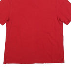 TOMMY HILFIGER Mens Red Short Sleeve Plain Polo Shirt L Classic Cotton Blend