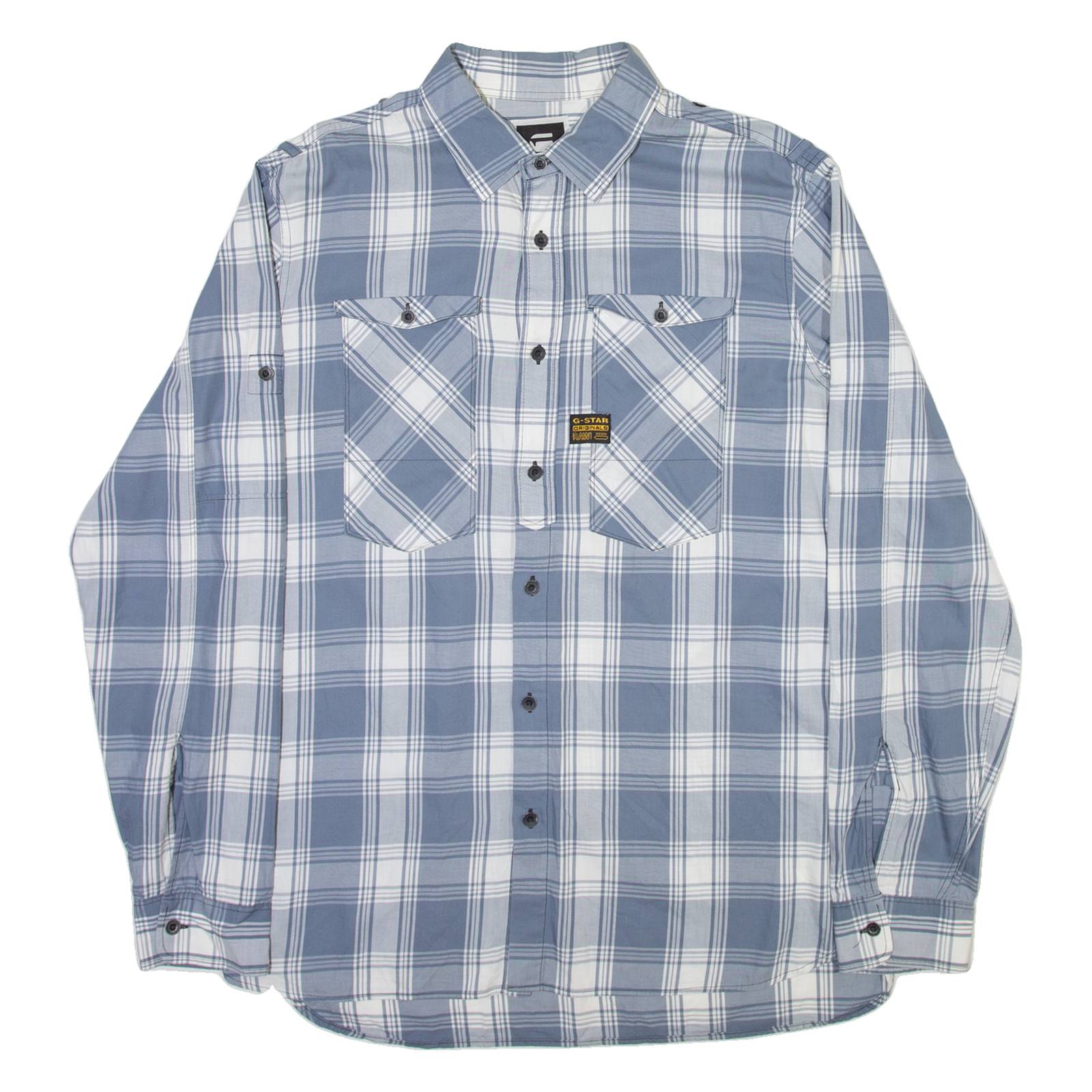G-STAR Mens Shirt Blue Check Long Sleeve L