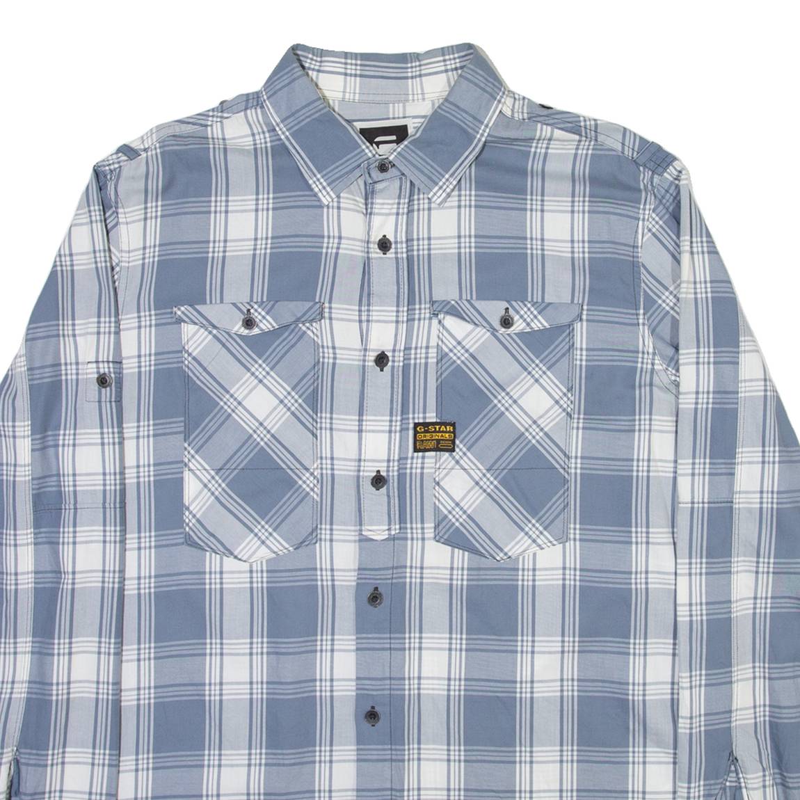 G-STAR Mens Shirt Blue Check Long Sleeve L