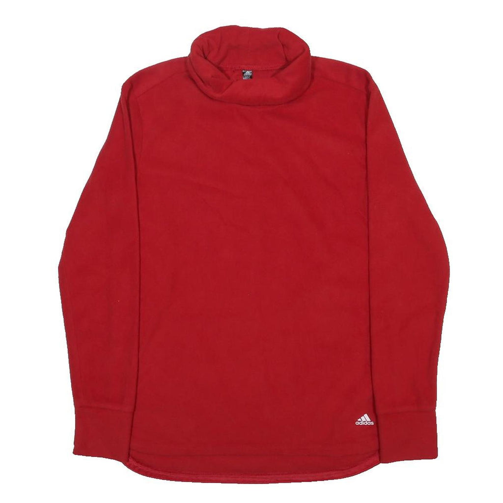 ADIDAS Womens Red Plain Jumper Roll Neck Basic Knit M Sports Casual Comfort