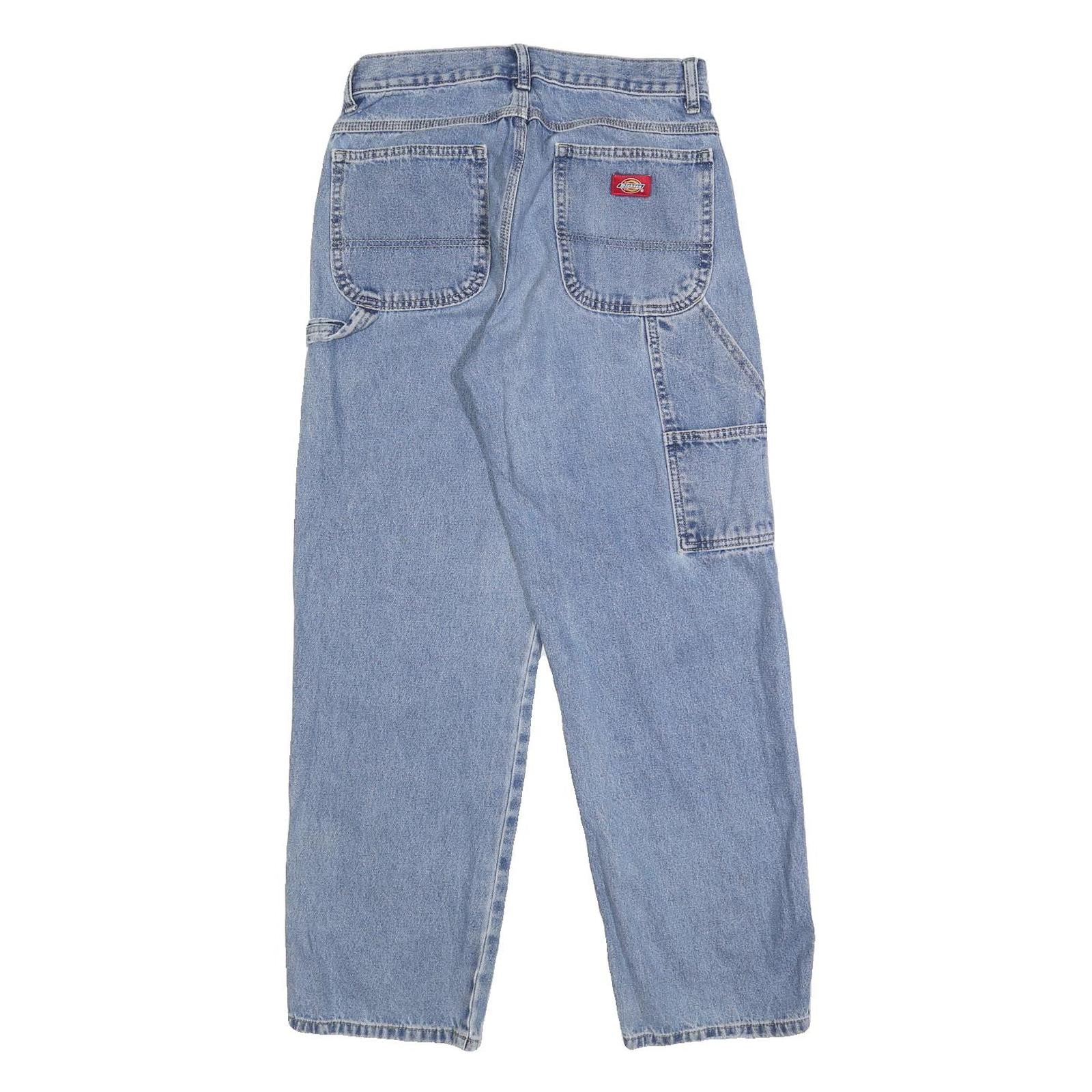 DICKIES Mens Jeans Blue Regular Straight Denim Light W28 L28 Workwear Carpenter