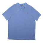 POLO RALPH LAUREN Mens Blue Short Sleeve Plain L Cotton Blend Polo Shirt