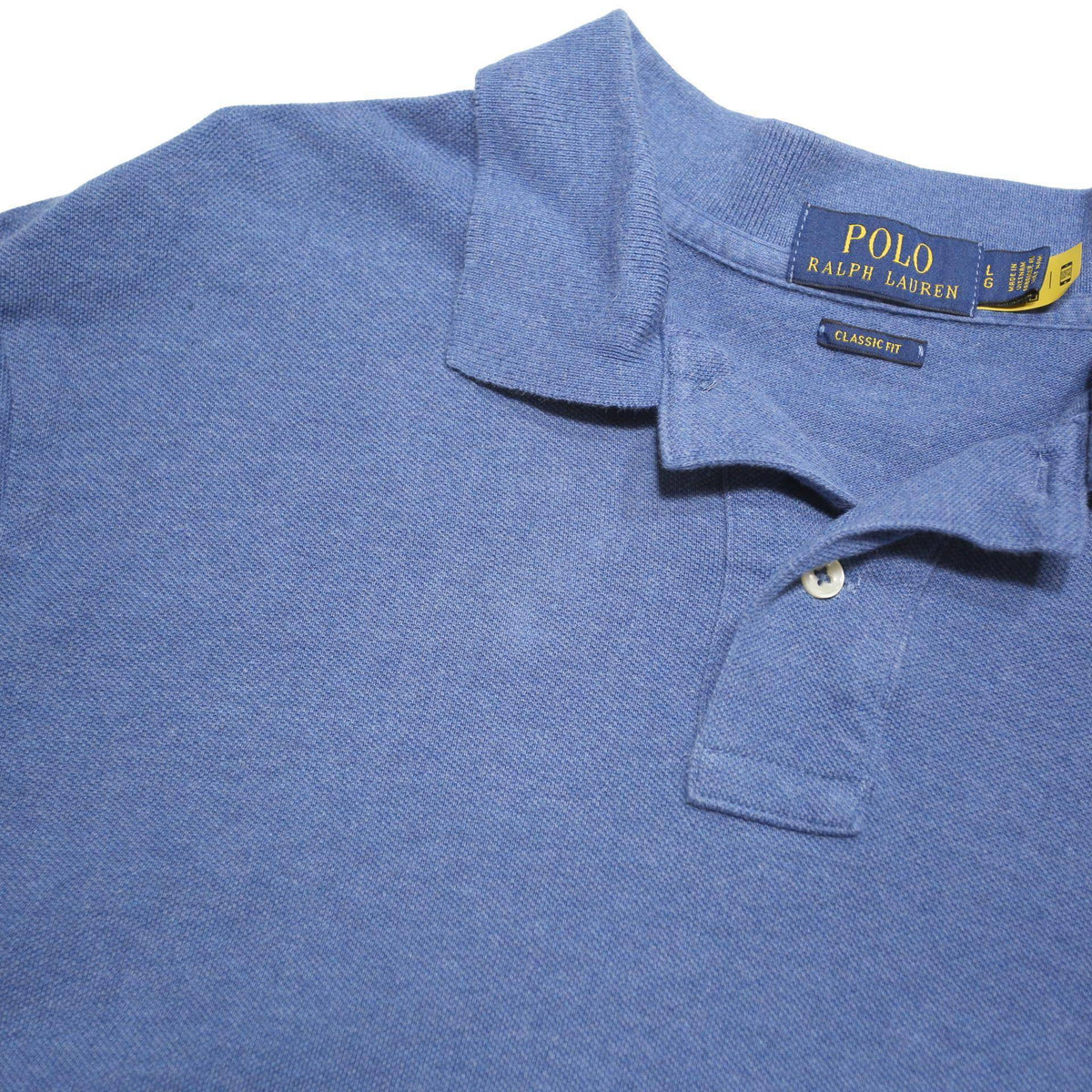 POLO RALPH LAUREN Mens Blue Short Sleeve Plain L Cotton Blend Polo Shirt