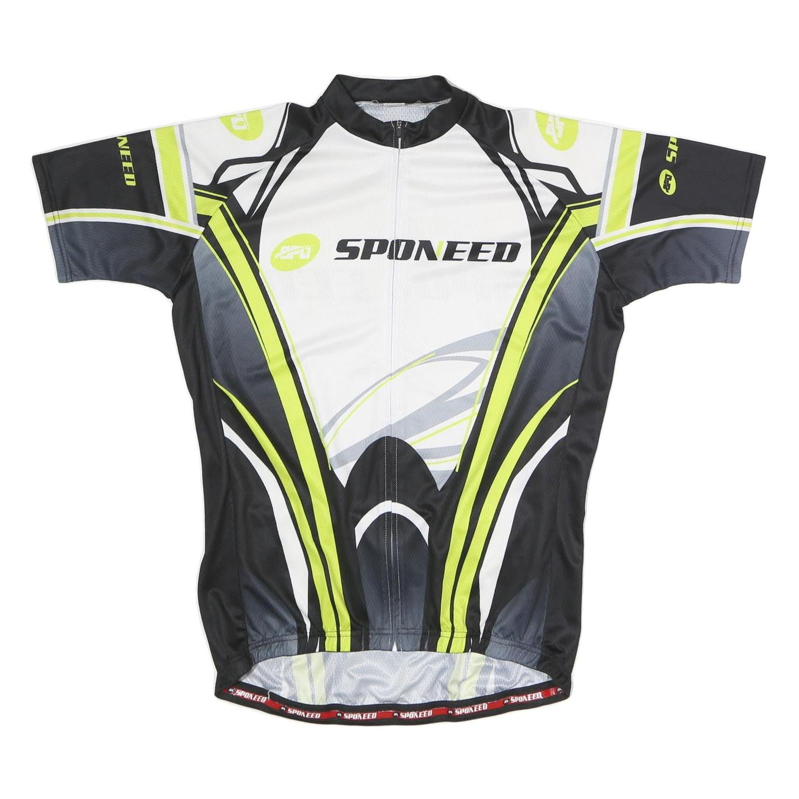 SPONEED Mens White & Black Cycling T-Shirt 2XL Short Sleeve Zip Neck Performance