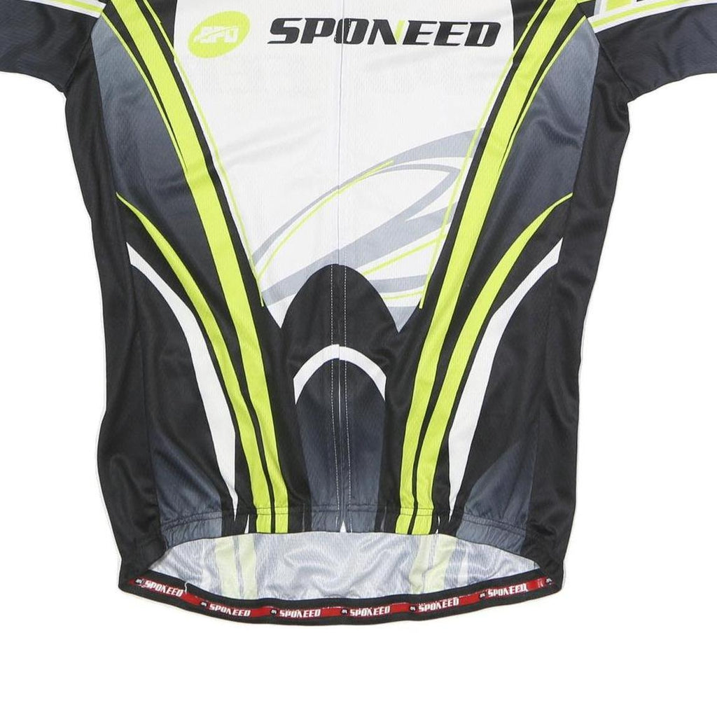 SPONEED Mens White & Black Cycling T-Shirt 2XL Short Sleeve Zip Neck Performance