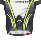 SPONEED Mens White & Black Cycling T-Shirt 2XL Short Sleeve Zip Neck Performance