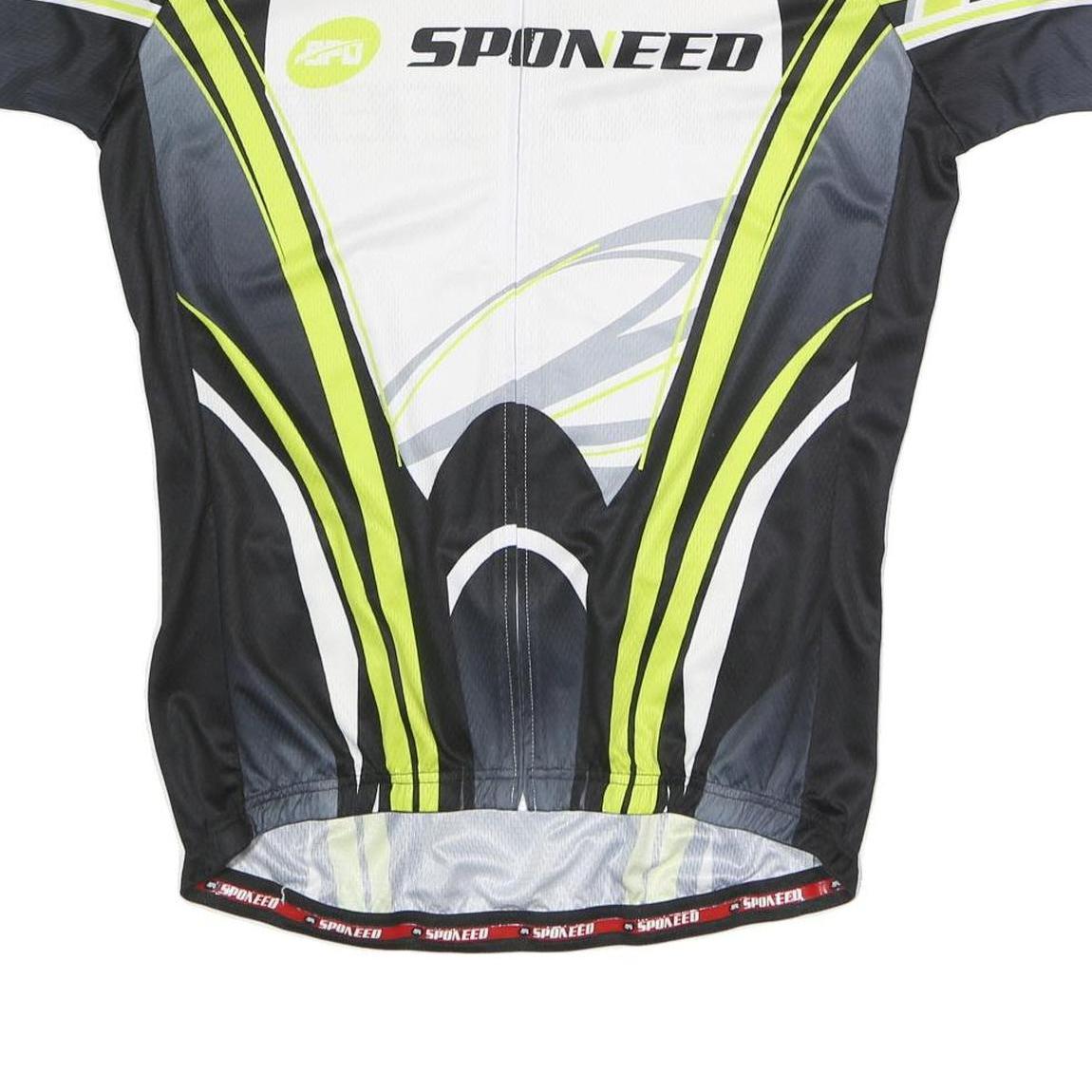 SPONEED Mens White & Black Cycling T-Shirt 2XL Short Sleeve Zip Neck Performance