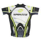 SPONEED Mens White & Black Cycling T-Shirt 2XL Short Sleeve Zip Neck Performance