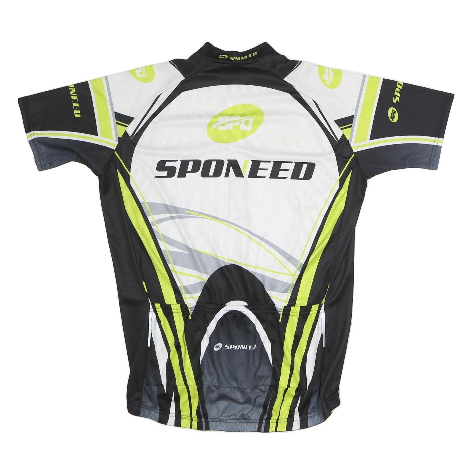 SPONEED Mens White & Black Cycling T-Shirt 2XL Short Sleeve Zip Neck Performance