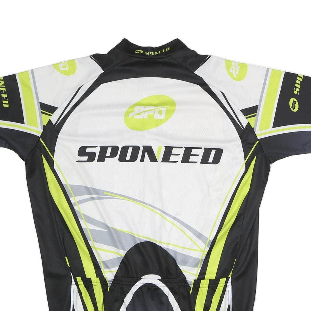 SPONEED Mens White & Black Cycling T-Shirt 2XL Short Sleeve Zip Neck Performance