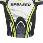 SPONEED Mens White & Black Cycling T-Shirt 2XL Short Sleeve Zip Neck Performance