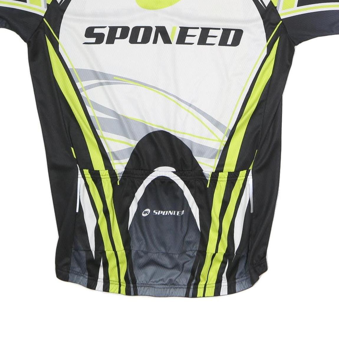 SPONEED Mens White & Black Cycling T-Shirt 2XL Short Sleeve Zip Neck Performance