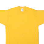 Mens Yellow Plain Cotton Blend Short Sleeve Crew Neck T-Shirt L Casual Basic
