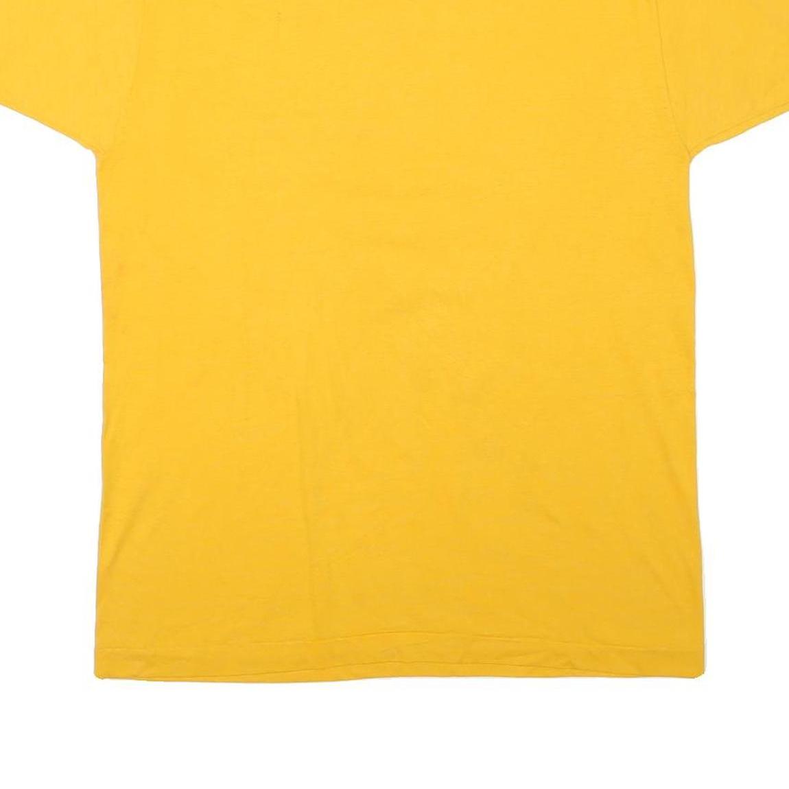 Mens Yellow Plain Cotton Blend Short Sleeve Crew Neck T-Shirt L Casual Basic