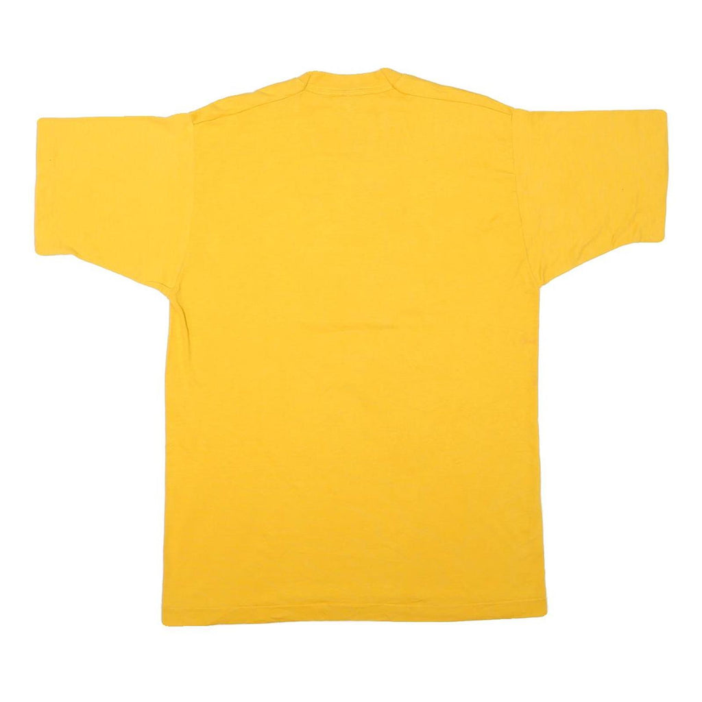 Mens Yellow Plain Cotton Blend Short Sleeve Crew Neck T-Shirt L Casual Basic