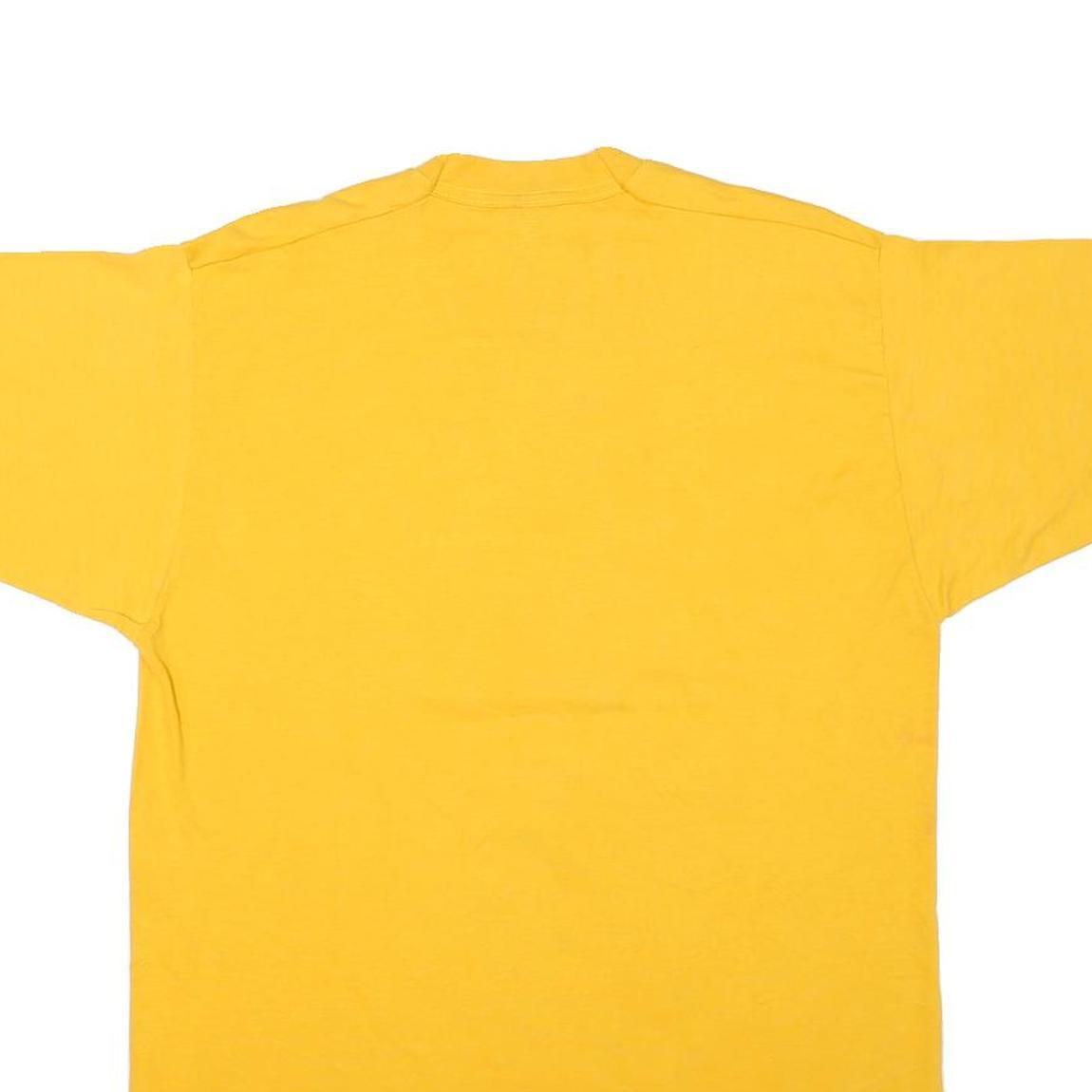 Mens Yellow Plain Cotton Blend Short Sleeve Crew Neck T-Shirt L Casual Basic