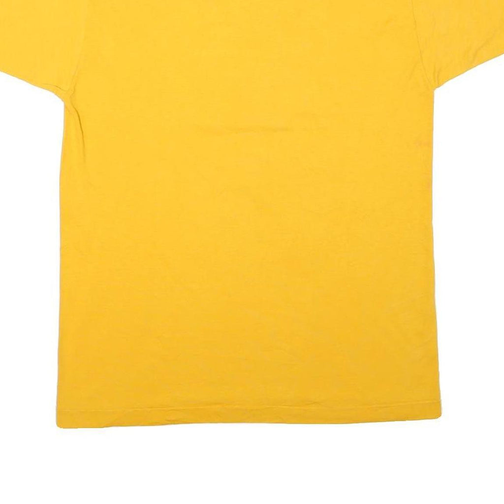 Mens Yellow Plain Cotton Blend Short Sleeve Crew Neck T-Shirt L Casual Basic