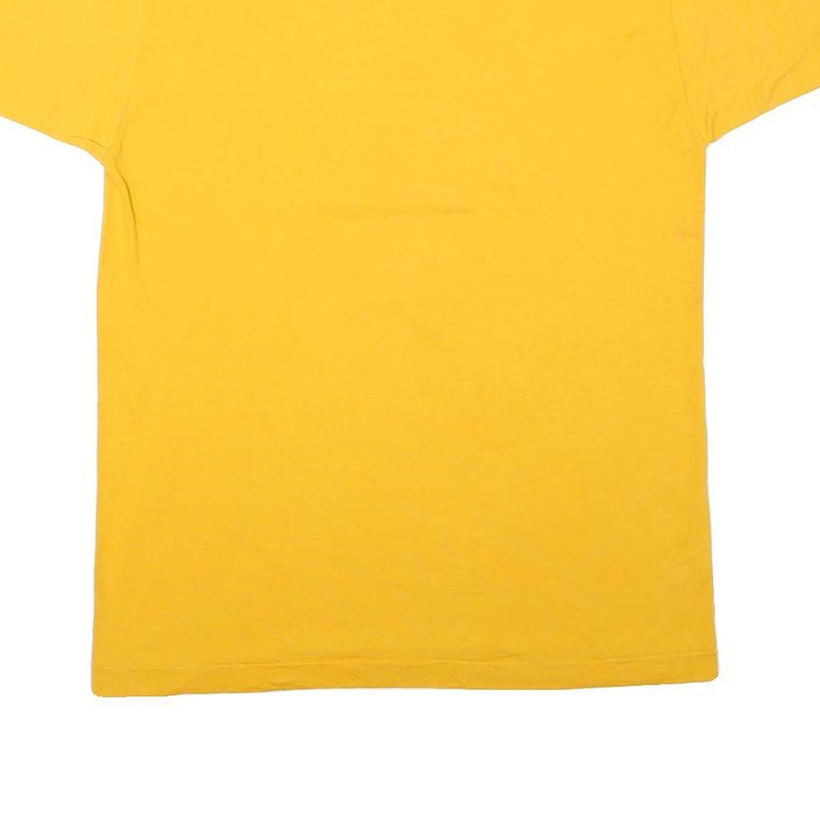 Mens Yellow Plain Cotton Blend Short Sleeve Crew Neck T-Shirt L Casual Basic