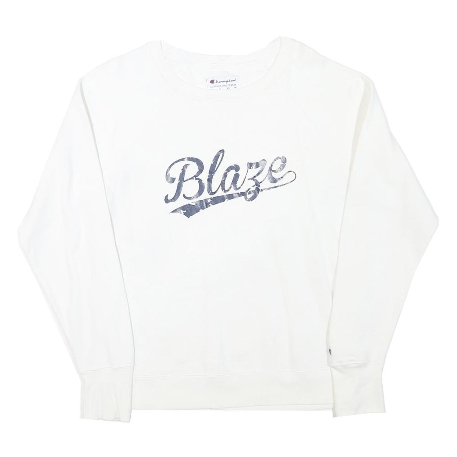 CHAMPION Mens White Blaze Crew Neck M Cotton Blend Pullover Sweatshirt