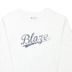 CHAMPION Mens White Blaze Crew Neck M Cotton Blend Pullover Sweatshirt