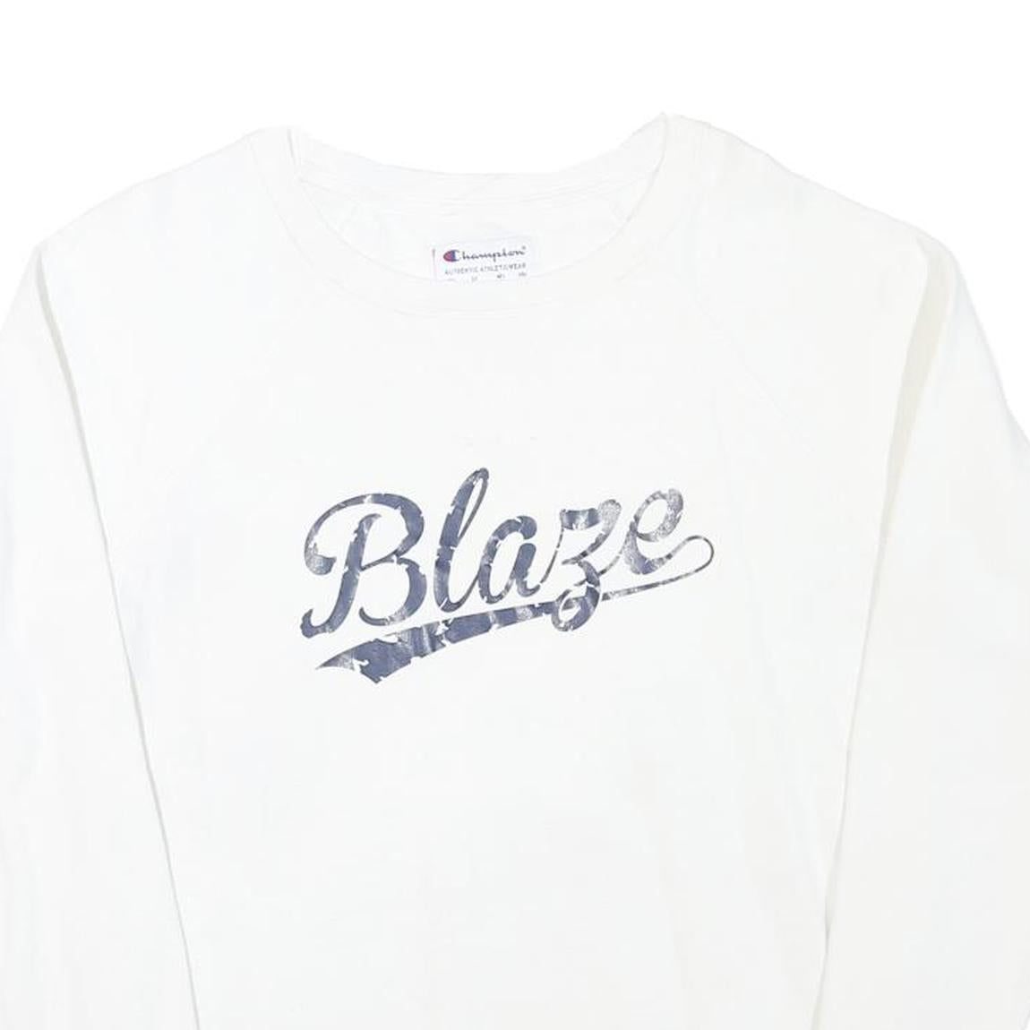 CHAMPION Mens White Blaze Crew Neck M Cotton Blend Pullover Sweatshirt