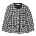 ELEGANCE PARIS Womens Black & White Wool Blend Button Jacket UK 16 Houndstooth