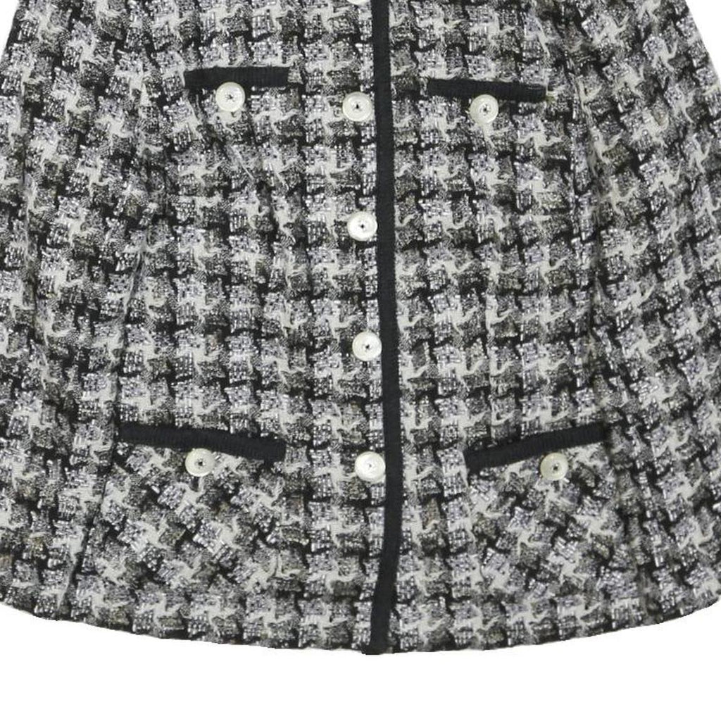 ELEGANCE PARIS Womens Black & White Wool Blend Button Jacket UK 16 Houndstooth
