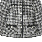 ELEGANCE PARIS Womens Black & White Wool Blend Button Jacket UK 16 Houndstooth
